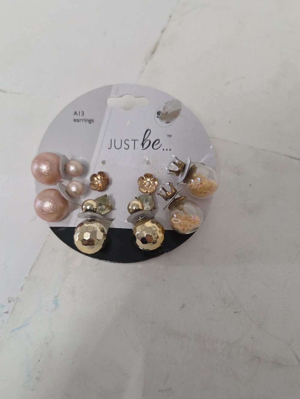 Just Be Mixed Stud Earring Set in Gold and Champagne Pink 5 Sets